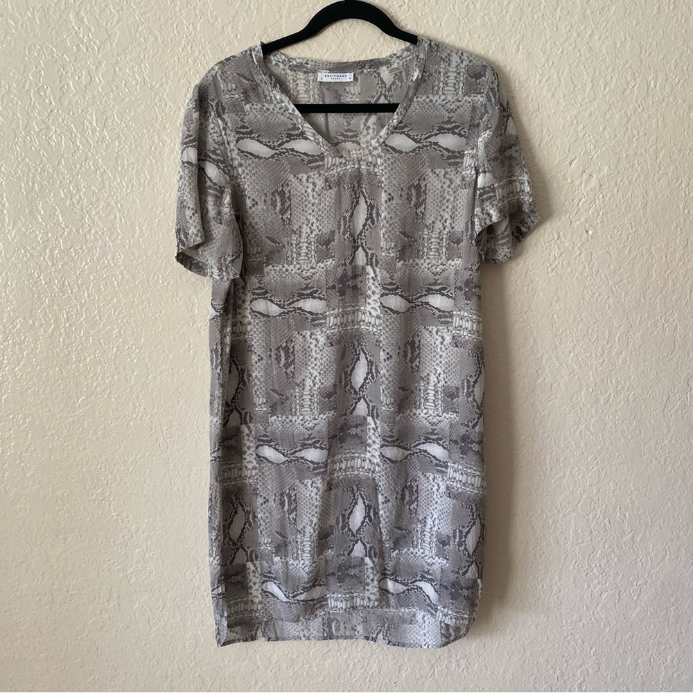 Equipment Silk Snake Pattern Shift Mini Dress Siz… - image 2